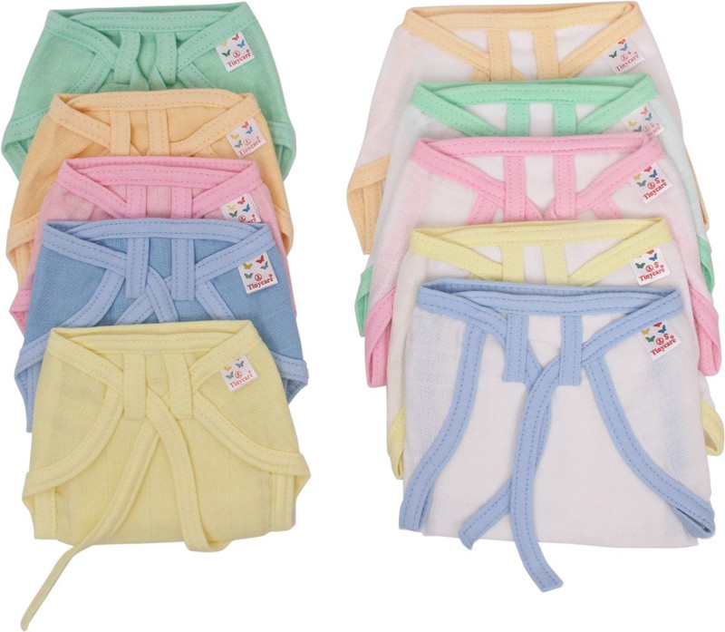 Vadmans Vadmans Tinycare Muslin Solid &Wht Piping Soft Nappy