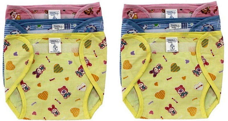 Super Baby Pack of 6, Multicolor (6-9 Months) New Just Born 100% Double Cotton Thick Cloth Washable Reusable