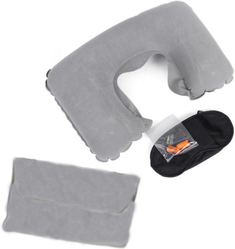 Etheco Pillow Set 4 in 1 Neck Pillow & Eye Shade(Grey)