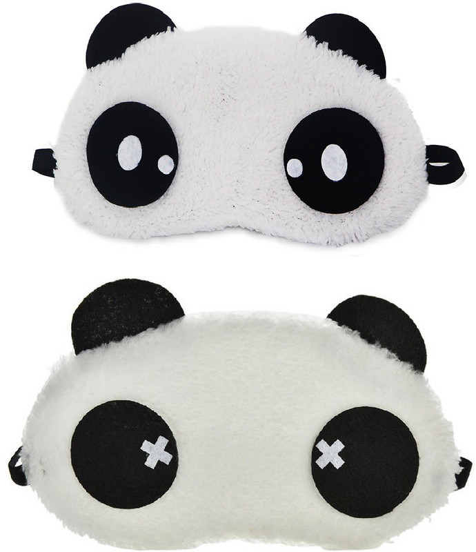 Jonty Dot Cross Panda Travel Sleep Cover Blindfold (Pack of 2) Eye Shade(Multicolor)