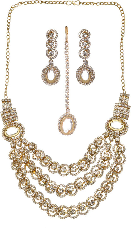 veejay fashion Cubic Zirconia Gold-plated Plated Alloy Necklace Set