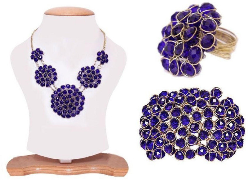 renaissance traders Crystal, Pearl, Beads Gold-plated, Rhodium Plated Plastic, Crystal, Glass Necklace Set