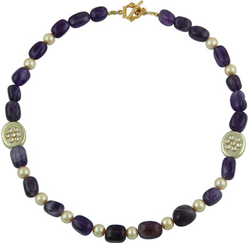 Pearlz Ocean Amethyst, Pearl Brass Necklace