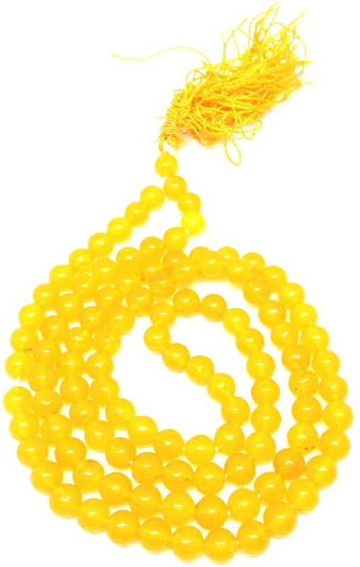 Holy Krishna Energized Yellow Jade Mala Jade Silk Dori Chain