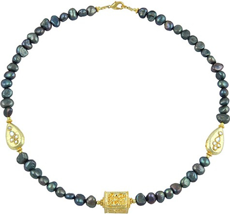 Pearlz Ocean Pearl Brass Necklace
