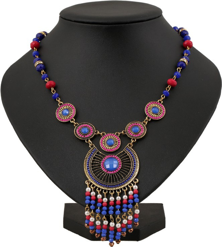 Insia Corona Blu Statement Necklace Enamel Plated Alloy Necklace