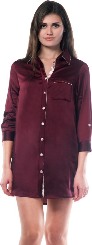 Miss Chase Women Nightshirts(Maroon)