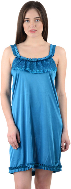 Tiger Grid Women Nighty(Blue)