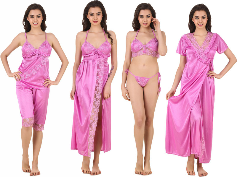 Masha Women Nighty Set(Pink)