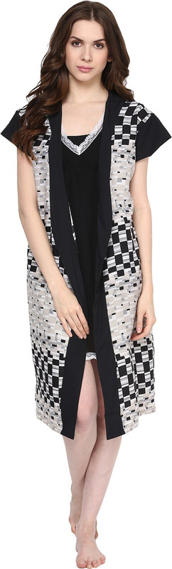 Athena Women Robe(White, Black)