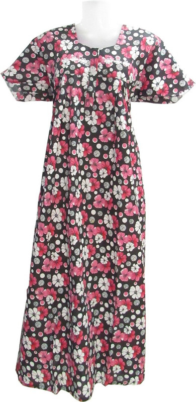 Revinfashions Women Nighty(Black)