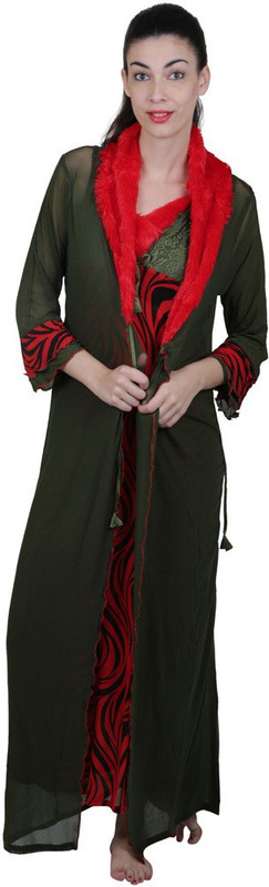 Vixenwrap Women Nighty with Robe(Green)