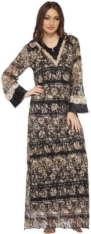 Vixenwrap Women Nighty(Gold, Black)