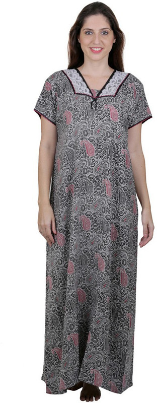 Vixenwrap Women Nighty(Pink, Grey)