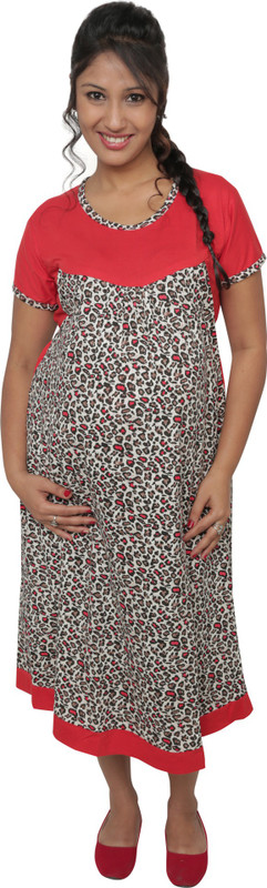 Vixenwrap Women Maternity/Nursing Nighty(Red)