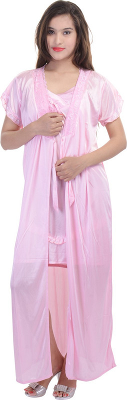 Soundarya Women Nighty with Robe(Pink)