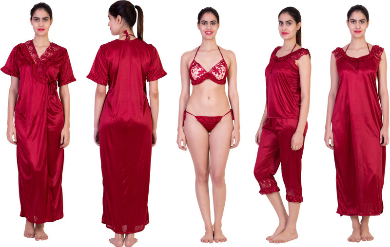 Adonia Women Nighty Set(Red)
