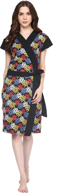 Athena Women Robe(Multicolor, Black)