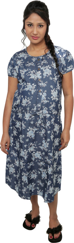 Vixenwrap Women Maternity/Nursing Nighty(Blue)