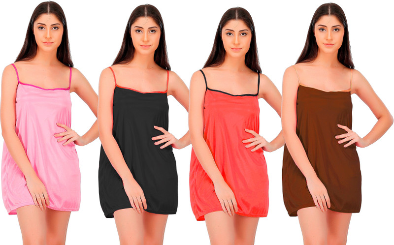 Fabme Women Nighty(Red, Brown, Pink, Black)