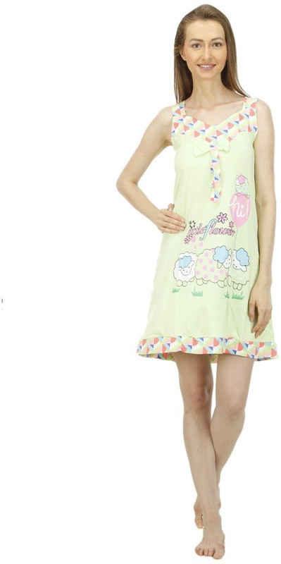 Camey Women Nighty(Green)