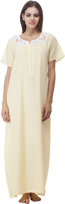 VedVid Women Nighty(Yellow)