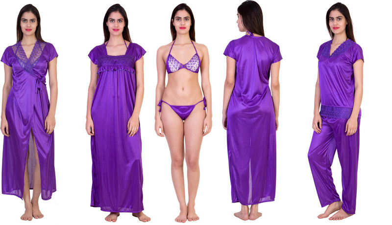 Adonia Women Nighty Set(Purple)