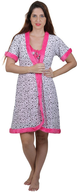 Vixenwrap Women Nighty with Robe(White)