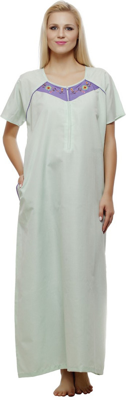 VedVid Women Nighty(Light Green)
