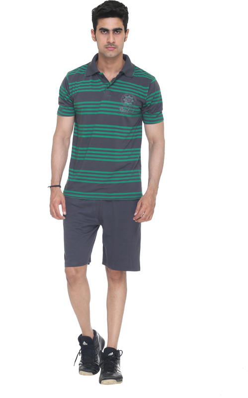 Colors & Blends Bermuda Suit Men Striped Grey Top & Shorts Set Colors & Blends Bermuda Suit Men Striped Grey Top & Shorts Set