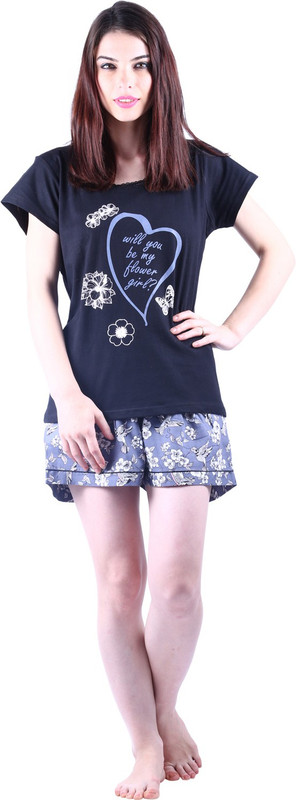 Vixenwrap Women Floral Print Blue Top & Shorts Set