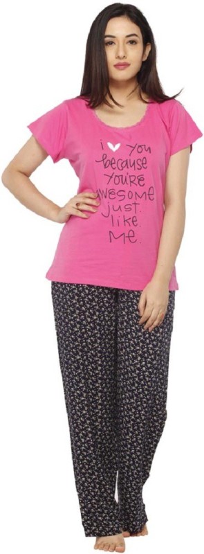 Vixenwrap Women Printed Multicolor Top & Pyjama Set