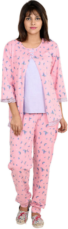 9teen Again Women Floral Print Pink Top & Pyjama Set