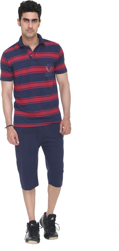 Colors & Blends Capri Suit Men Striped Blue Top & Capri Set Colors & Blends Capri Suit Men Striped Blue Top & Capri Set