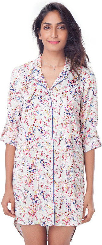 PrettySecrets Women Nightshirts(Red, White)