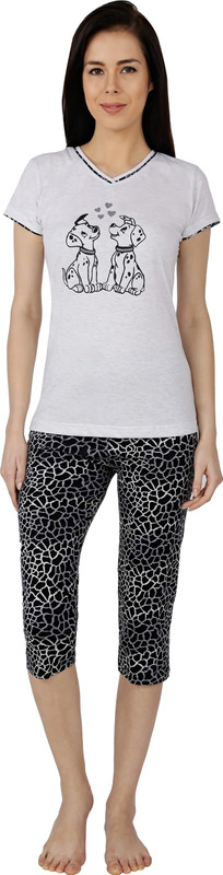 Red Ring Women Printed Multicolor Top & Capri Set