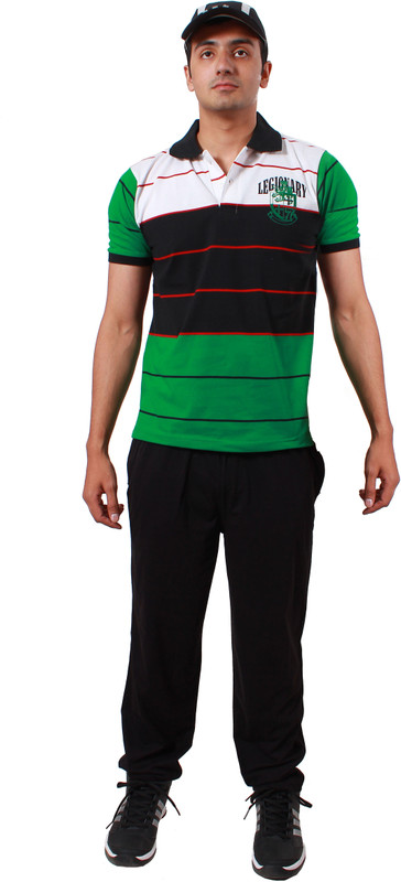 Colors & Blends Men Striped White, Green, Black Top & Pyjama Set Colors & Blends Men Striped White, Green, Black Top & Pyjama Set