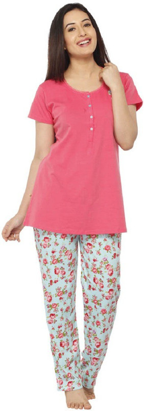 Vixenwrap Women Floral Print Multicolor Top & Pyjama Set