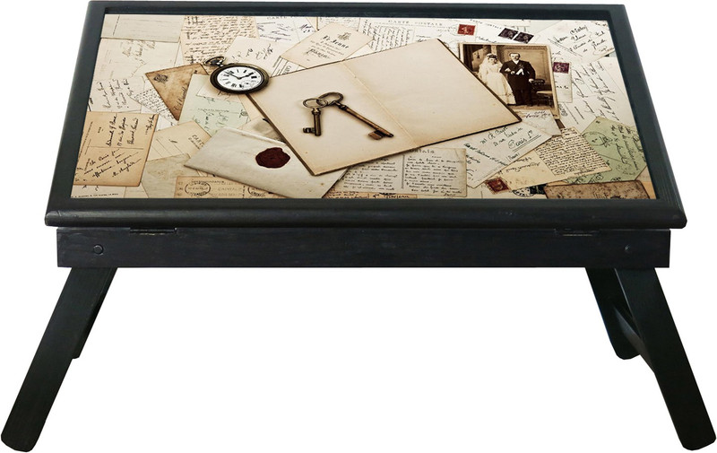10 am Vintage Table Wood Portable Laptop Table(Finish Color - Black)