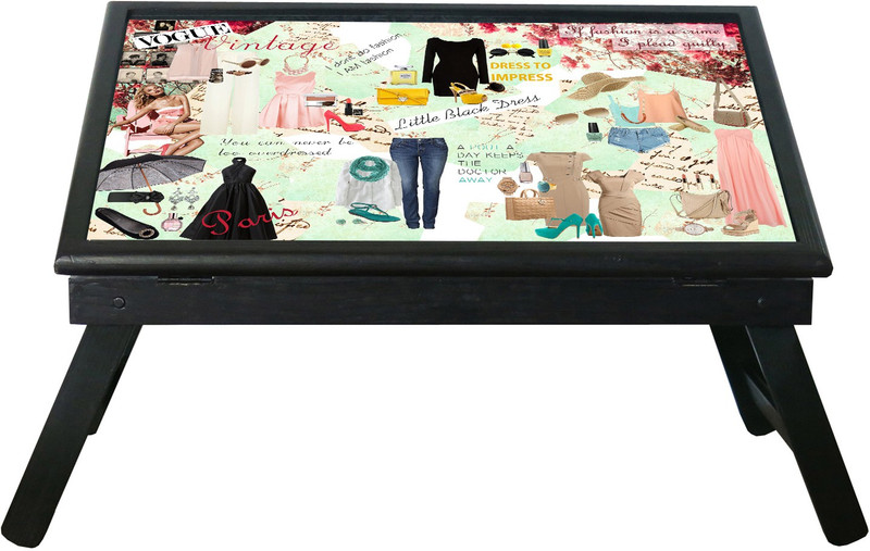 10 am Fashion table Wood Portable Laptop Table(Finish Color - Black)