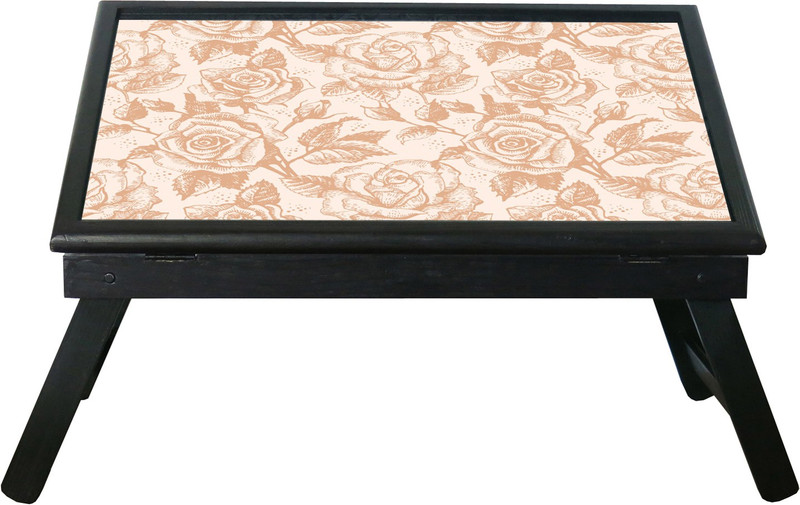 10 am Pink Roses table Wood Portable Laptop Table(Finish Color - Black)