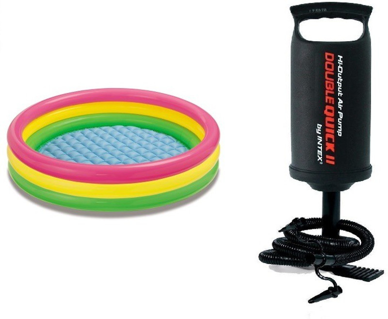 INTEX 5 Feet Swimming Pool With Hand Pump Inflatable Swimming Pool(Multicolor)