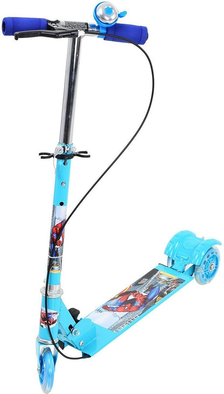 Flying Toyszer 3 Wheel Metal Folding With LED Lights, Hand Brake And Bell Manual Scooter(Blue)