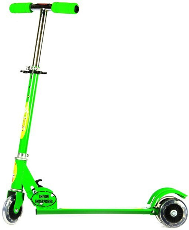Mdfashion kart 3 WHEEL Folding WITH LED LIGHTS Manual Scooter(Green)