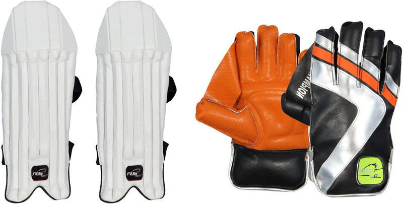 RS SPORT COMBO PAD & GLOVES Men's (39 - 43 cm) Wicket Keeping Pad(White, Multicolor, AMBIDEXTROUS)
