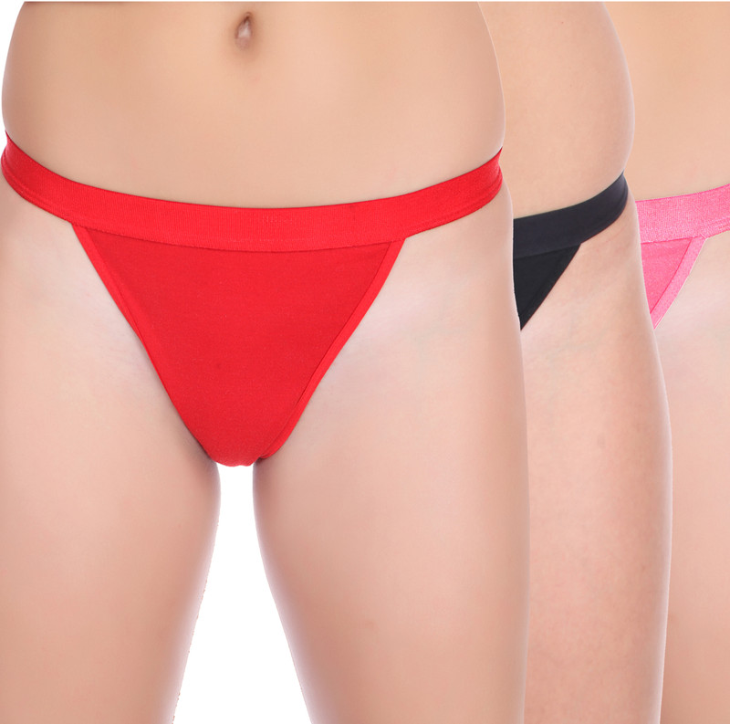 Selfcare Women Thong Red, Black, Pink Panty(Pack of 3)