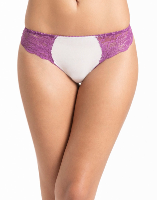 PrettySecrets White Purple Lacy Women Hipster Purple, White Panty(Pack of 1)