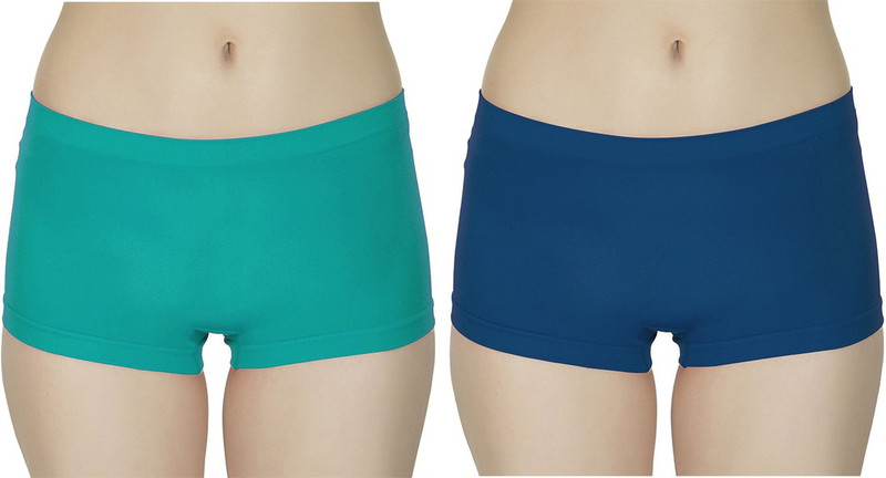 Balmy Women Boy Short Dark Blue, Green Panty(Pack of 2)