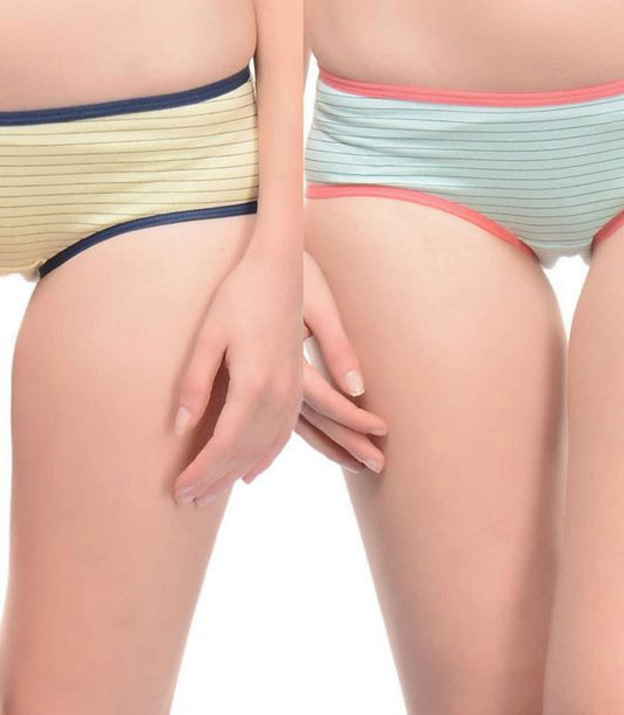Ploomz Women Hipster Blue, Yellow Panty(Pack of 2)