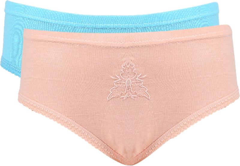 Vaishma Plain-LBUOR Women Hipster Light Blue, Orange Panty(Pack of 2)